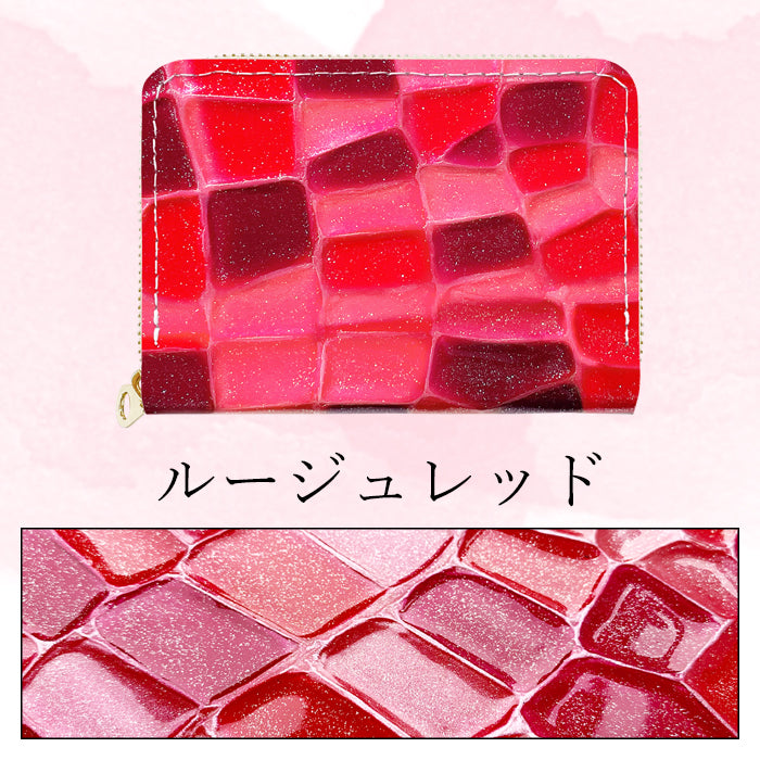 【Leo&Aoi公式ショップ】 2nd ステンドグラス ミニウォレット ミニ財布 財布 小さい財布 本革 2コンパクト 牛革 サイフ さいふ ウォレット 革 エナメル加工 レザー カード収納 革財布 ラウンド財布 ミニサイフ 本革ミニ財布 レディース ハンドメイド【安心の返品保証付き】