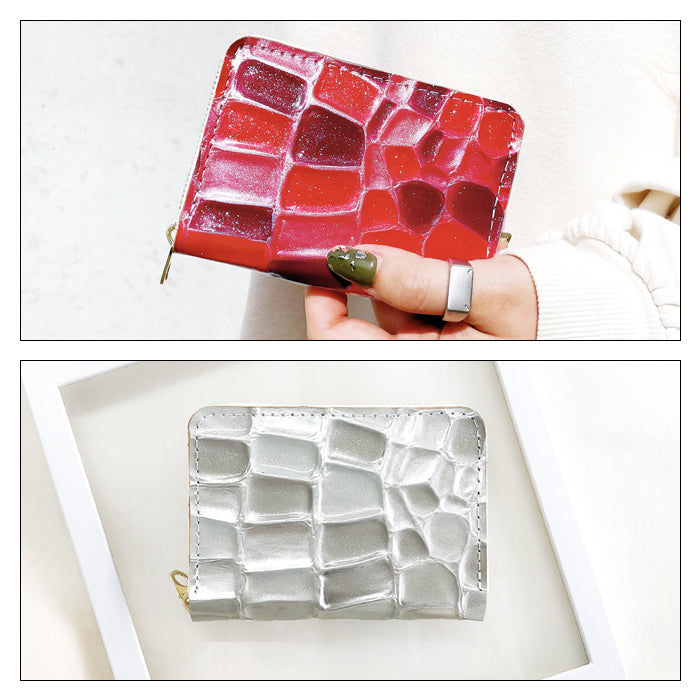 【Leo&Aoi公式ショップ】 2nd ステンドグラス ミニウォレット ミニ財布 財布 小さい財布 本革 2コンパクト 牛革 サイフ さいふ ウォレット 革 エナメル加工 レザー カード収納 革財布 ラウンド財布 ミニサイフ 本革ミニ財布 レディース ハンドメイド【安心の返品保証付き】
