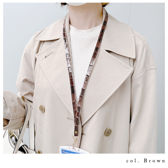 【Leo&Aoi公式ショップ】 2nd ステンドグラス ネックストラップ ロングストラップ 首掛け 落下防止 ネックホルダー 本革 IDカードホルダー IDケース パスケース スマホ スマートフォン ネック ストラップ ナスカン レディース 女性 型押し エナメル 【安心の返品保証付き】