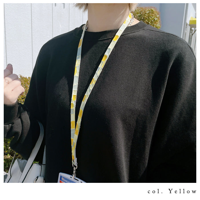 【Leo&Aoi公式ショップ】 2nd ステンドグラス ネックストラップ ロングストラップ 首掛け 落下防止 ネックホルダー 本革 IDカードホルダー IDケース パスケース スマホ スマートフォン ネック ストラップ ナスカン レディース 女性 型押し エナメル 【安心の返品保証付き】