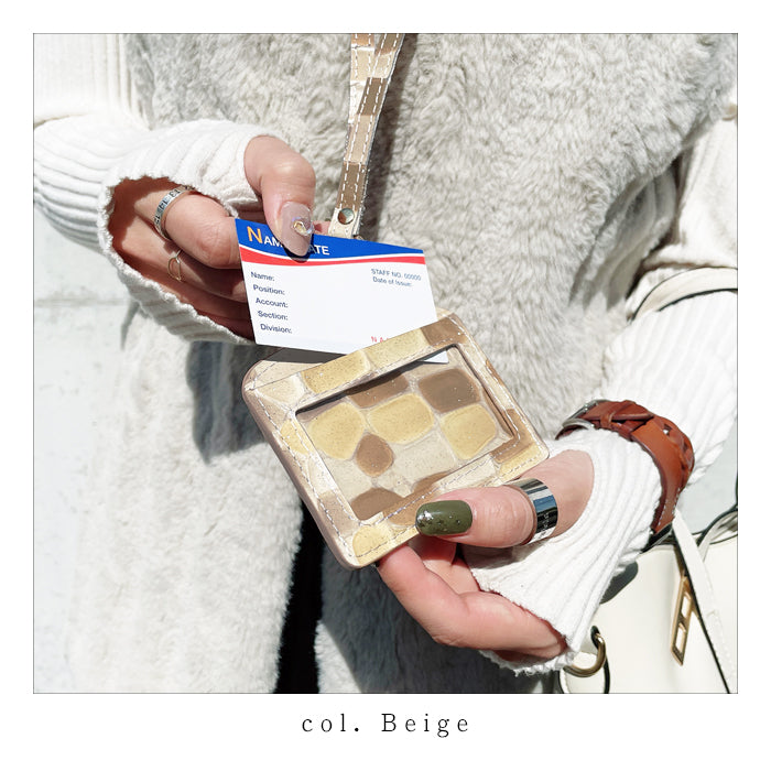 【Leo&Aoi公式ショップ】 2nd ステンドグラス パスケース 本革 レザー 本革 IDカードホルダー IDケース パスケース ネームホルダー 定期入れ レディース エナメル 型押し 【安心の返品保証付き】