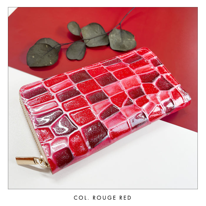 【Leo&Aoi公式ショップ】 2ndステンドグラス 蛇腹 カードポケット付き 長財布 本革 ラウンド型ファスナー 財布 レディース 大容量 【安心の返品保証付き】