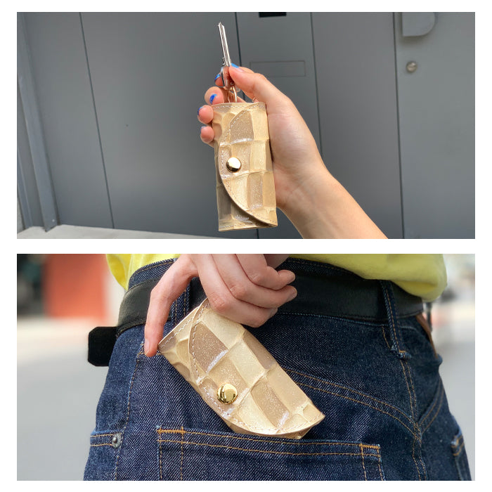 【Leo&Aoi公式ショップ】 2nd ステンドグラス キーケース 4連 本革 レディース スマートキー 三つ折り 牛革 レザー 鍵入れ 鍵 カギ 収納 スリム コンパクト キーホルダー 4連キーケース エナメル加工 日本製 【安心の返品保証付き】