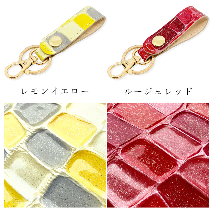 【Leo&Aoi公式ショップ】 本革 キーリング キーホルダー スナップボタン 2nd ステンドグラス エナメル 型押し
