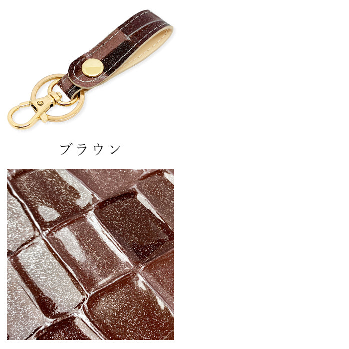 【Leo&Aoi公式ショップ】 本革 キーリング キーホルダー スナップボタン 2nd ステンドグラス エナメル 型押し