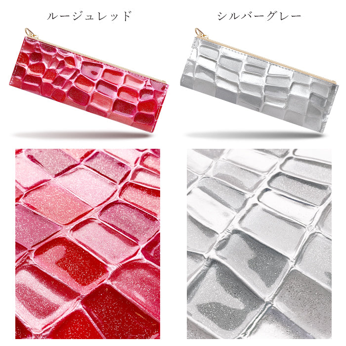 2nd ステンドグラス ペンケース 本革 筆箱 レザー ペン入れ コンパクト スリム 薄型 文具 筆記用具 ふで箱 収納 革 上品 かわいい お洒落 高級 ペン ケース