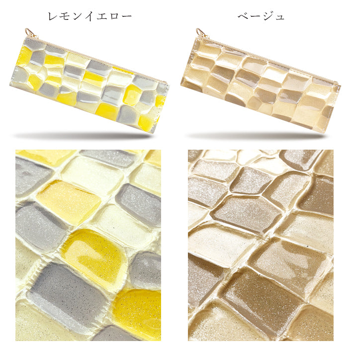 2nd ステンドグラス ペンケース 本革 筆箱 レザー ペン入れ コンパクト スリム 薄型 文具 筆記用具 ふで箱 収納 革 上品 かわいい お洒落 高級 ペン ケース