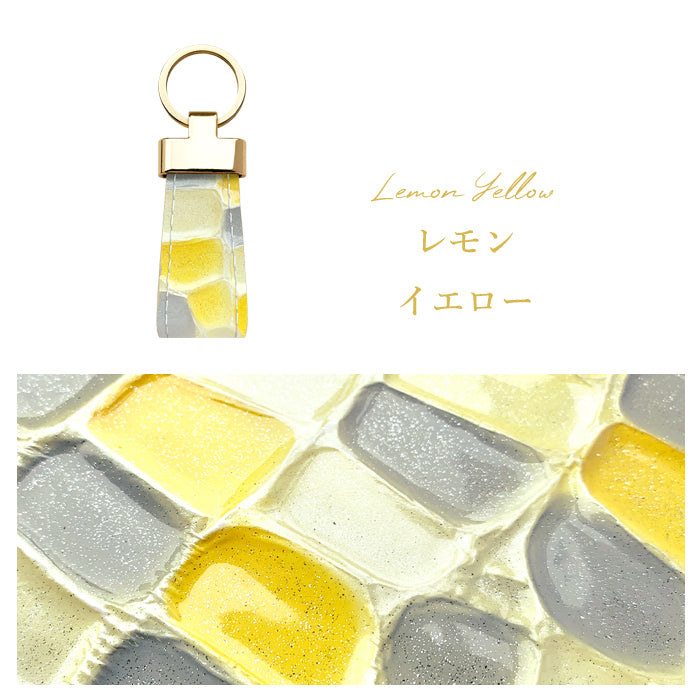 【Leo&Aoi公式ショップ】 2nd ステンドグラス スマートキーリング 本革 キーホルダー バッグチャーム 本革キーリング 牛革 レザー 鍵 カギ レディース エナメル 型押し 【安心の返品保証付き】