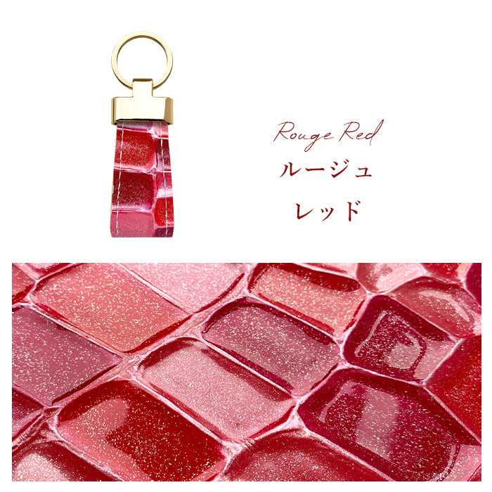 【Leo&Aoi公式ショップ】 2nd ステンドグラス スマートキーリング 本革 キーホルダー バッグチャーム 本革キーリング 牛革 レザー 鍵 カギ レディース エナメル 型押し 【安心の返品保証付き】