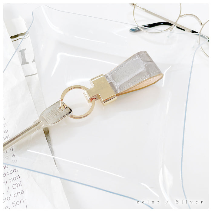 【Leo&Aoi公式ショップ】 2nd ステンドグラス スマートキーリング 本革 キーホルダー バッグチャーム 本革キーリング 牛革 レザー 鍵 カギ レディース エナメル 型押し 【安心の返品保証付き】