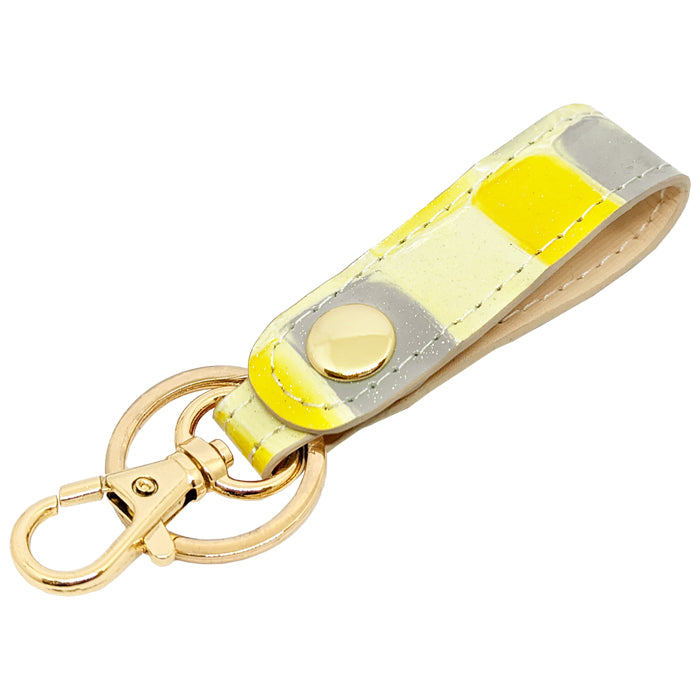 【Leo&Aoi公式ショップ】 本革 キーリング キーホルダー スナップボタン 2nd ステンドグラス エナメル 型押し