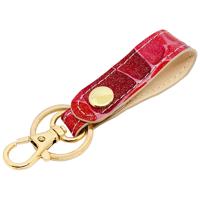 【Leo&Aoi公式ショップ】 本革 キーリング キーホルダー スナップボタン 2nd ステンドグラス エナメル 型押し