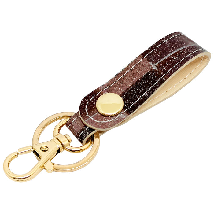 【Leo&Aoi公式ショップ】 本革 キーリング キーホルダー スナップボタン 2nd ステンドグラス エナメル 型押し