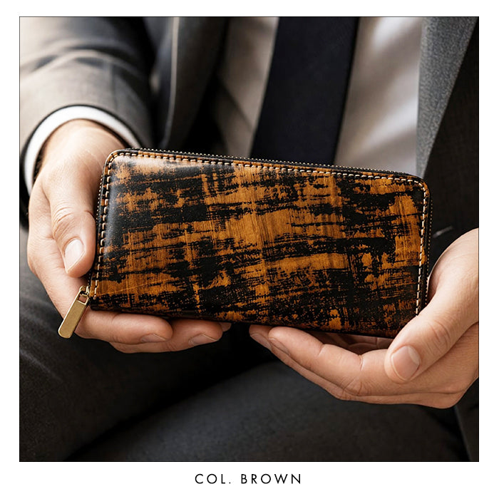 【Leo&Aoi公式ショップ】 アドバン コードバン 長財布 馬革 本革 アドバンガラス メンズ レディース 財布 ラウンド型ファスナー 大容量 カード収納【安心の返品保証付き】