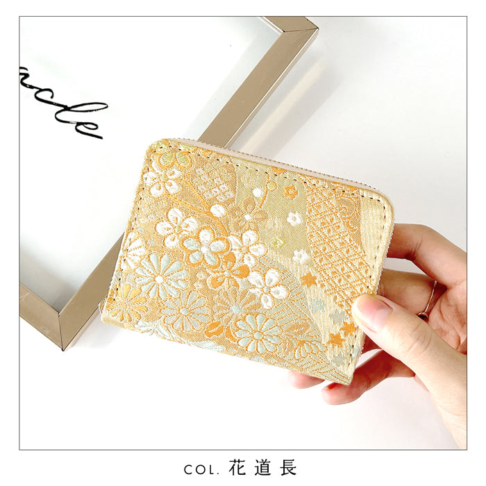 【Leo&Aoi公式ショップ】西陣織 明 蛇腹 シンプル 財布 ラウンド型ファスナー メンズ レディース ミニ財布 カード入れ 金襴 和 和柄 和風 【安心の返品保証付き】