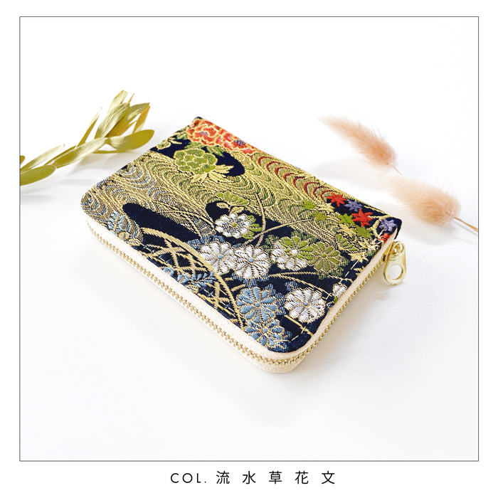 【Leo&Aoi公式ショップ】 西陣織 明 ミニ財布 財布 金襴 ミニウォレット コンパクト ラウンドファスナー サイフ さいふ ウォレット 小さい財布 カード収納 ラウンド財布 ミニサイフ 和風 和柄 和 豪華 織物 ハンドメイド