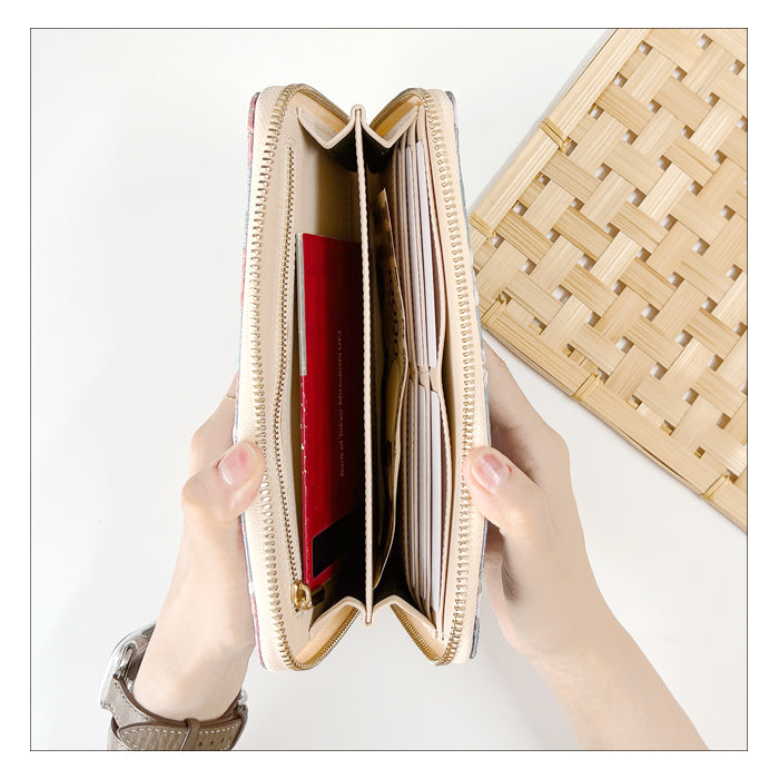 【Leo&Aoi公式ショップ】西陣織 明 マルチケース 通帳ケース パスポートケース 母子手帳ケース 大容量 スリム設計 ファスナー付き メンズ レディース おしゃれ ハンドメイド 和柄 和風 和 【安心の返品保証付き】