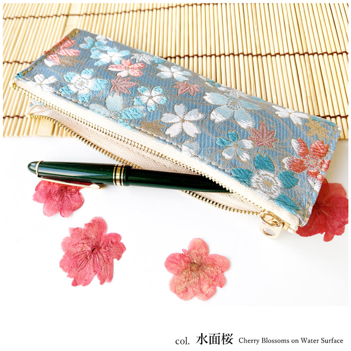 【Leo&Aoi公式ショップ】 西陣織 明 ペンケース 筆箱 ペン入れ コンパクト スリム 文具 筆記用具 ふで箱 収納 上品 お洒落 高級 ペン ケース レディース 華やか 着物 和柄 和風 日本製 【安心の返品保証付き】