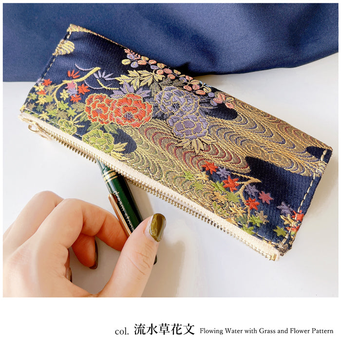 【Leo&Aoi公式ショップ】 西陣織 明 ペンケース 筆箱 ペン入れ コンパクト スリム 文具 筆記用具 ふで箱 収納 上品 お洒落 高級 ペン ケース レディース 華やか 着物 和柄 和風 日本製 【安心の返品保証付き】