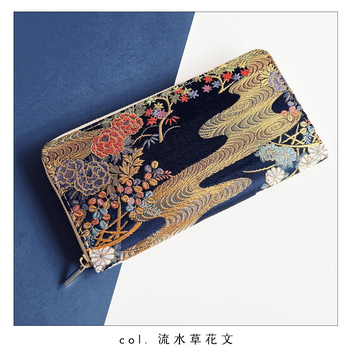 【Leo&Aoi公式ショップ】 西陣織 明 スリム 長財布 レディース メンズ カード収納 財布 さいふ ウォレット ラウンド型財布 和 和柄 豪華 織物 和風 【安心の返品保証付き】