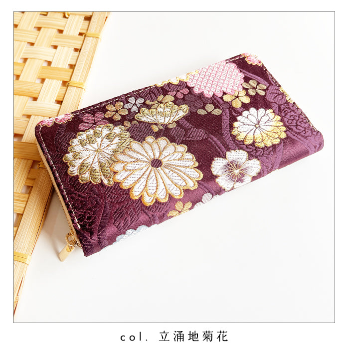 【Leo&Aoi公式ショップ】 西陣織 明 スリム 長財布 レディース メンズ カード収納 財布 さいふ ウォレット ラウンド型財布 和 和柄 豪華 織物 和風 【安心の返品保証付き】