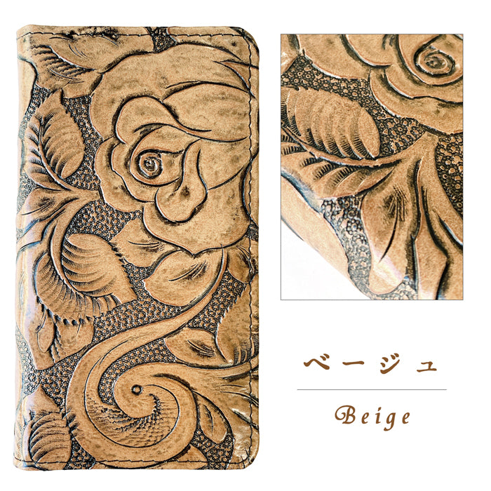 【Leo&Aoi公式ショップ】 AQUOS sense8 SH-54D SHG11 ケース SH-M26 カバー 手帳型 本革 アンティーク調 ローズ 型押し 手帳型ケース sh54d shm26 アクオス スマホケース 【安心の返品保証付き】