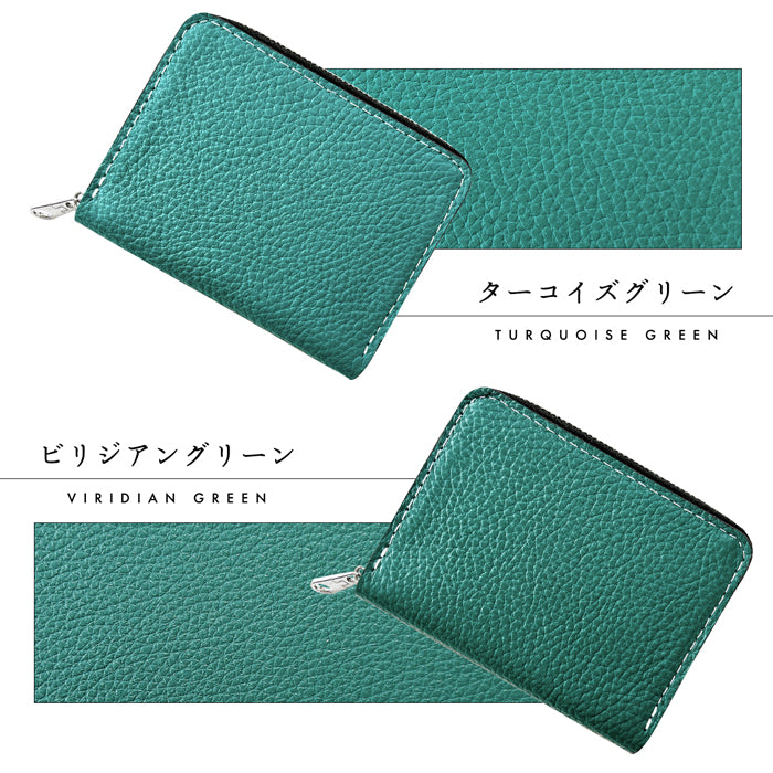 【Leo&Aoi公式ショップ】ベーシックダンディ 蛇腹 シンプル財布 ラウンド型ファスナー 牛革 メンズ 型押し ミニ財布 サイフ 本革 財布 【安心の返品保証付き】