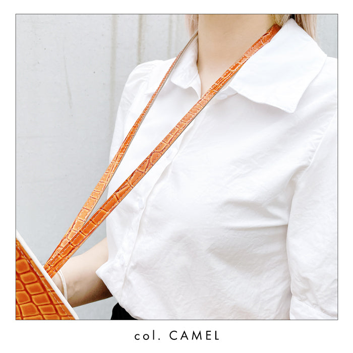 【Leo&Aoi公式ショップ】 美クロコダイル ネックストラップ ロングストラップ 本革 首掛け 落下防止 ネックホルダー IDカードホルダー IDケース パスケース スマホ スマートフォン ネック ストラップ ナスカン レディース メンズ ワニ柄 【安心の返品保証付き】