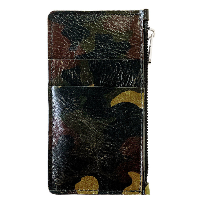 【Leo&Aoi公式ショップ】 カモフラージュ スリムウォレット 薄型 財布 ミニ財布 お札入れ コインケース 小型財布 マルチケース 小銭入れ カード入れ コンパクト コンパクトウォレット ヌメ革 革 高級 本革 牛革 牛ヌメ革 レザー ケース セカンド財布 キュッシュレス フラグメントケース 迷彩柄 【安心の返品保証付き】