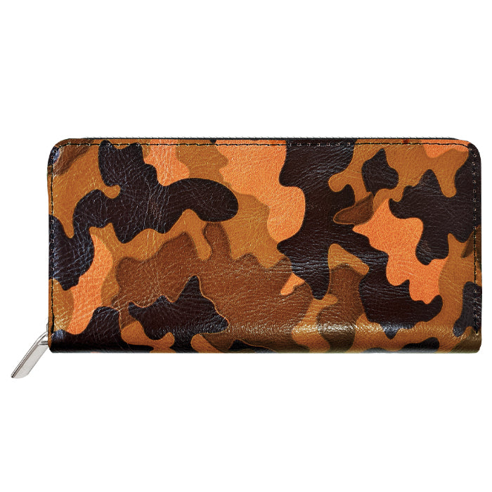 【Leo&Aoi公式ショップ】 カモフラージュ 蛇腹式 カードポケット付き 長財布 財布 本革 ラウンドファスナー サイフ さいふ ウォレット 革 レザー 革財布 ラウンド長財布 ラウンド財布 長サイフ 本革長財布 カード収納 メンズ 迷彩柄 カモフラ 【安心の返品保証付き】