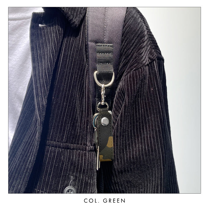 【Leo&Aoi公式ショップ】 本革 キーリング スナップボタン キーホルダー バッグチャーム カモフラージュ 迷彩柄 【安心の返品保証付き】