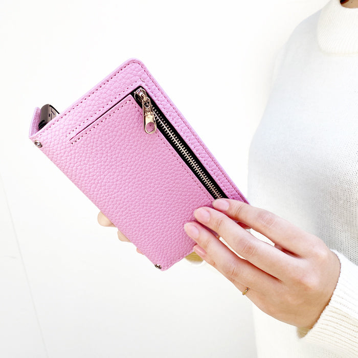 【Leo&Aoi公式ショップ】 らくらくスマートフォン me F-03K ケース カバー ちょこっと財布付き 上品 型押し 手帳型ケース f03k らくらく スマホ スマホケース