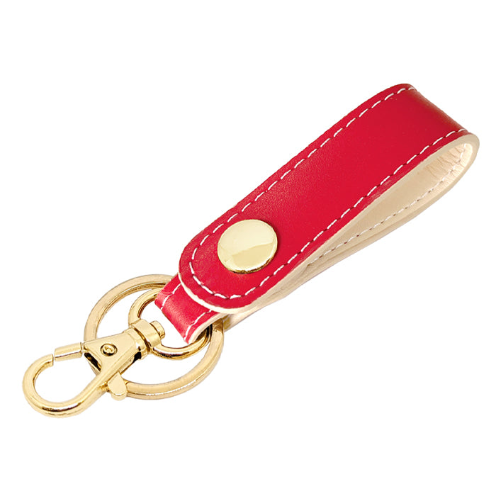 【Leo&Aoi公式ショップ】 本革 キーリング キーホルダー スナップボタン ちょっといい本革 牛革 シンプル クロム鞣