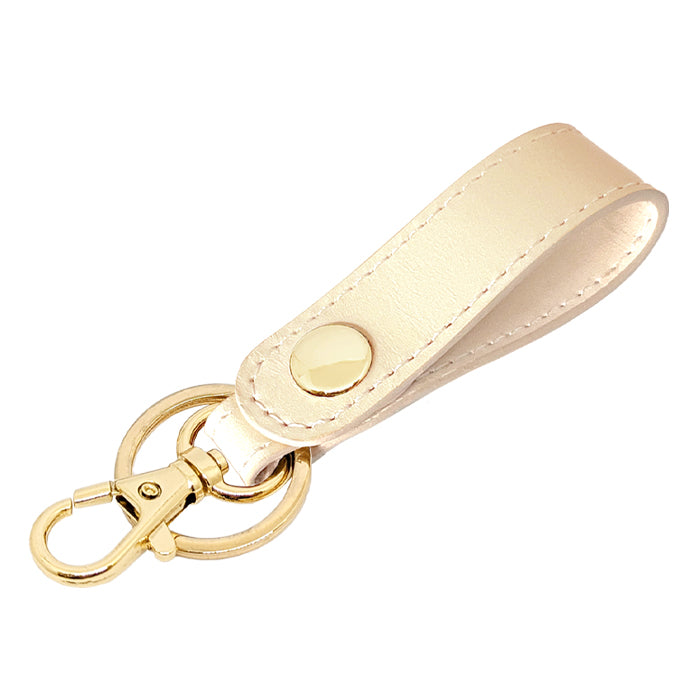【Leo&Aoi公式ショップ】 本革 キーリング キーホルダー スナップボタン ちょっといい本革 牛革 シンプル クロム鞣