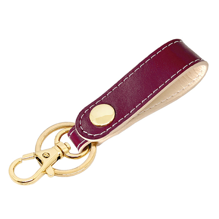 【Leo&Aoi公式ショップ】 本革 キーリング キーホルダー スナップボタン ちょっといい本革 牛革 シンプル クロム鞣