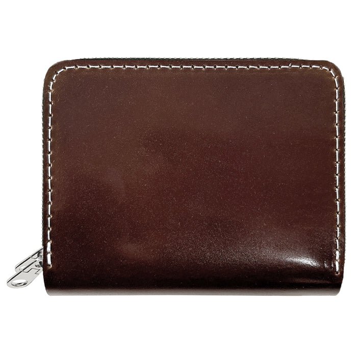 【Leo&Aoi公式ショップ】 本革 コードバン 蛇腹 ダブルファスナー 財布 馬革 メンズ カード収納 ミニ財布 小さい財布 ラウンド型財布 ホースレザー 【安心の返品保証付き】