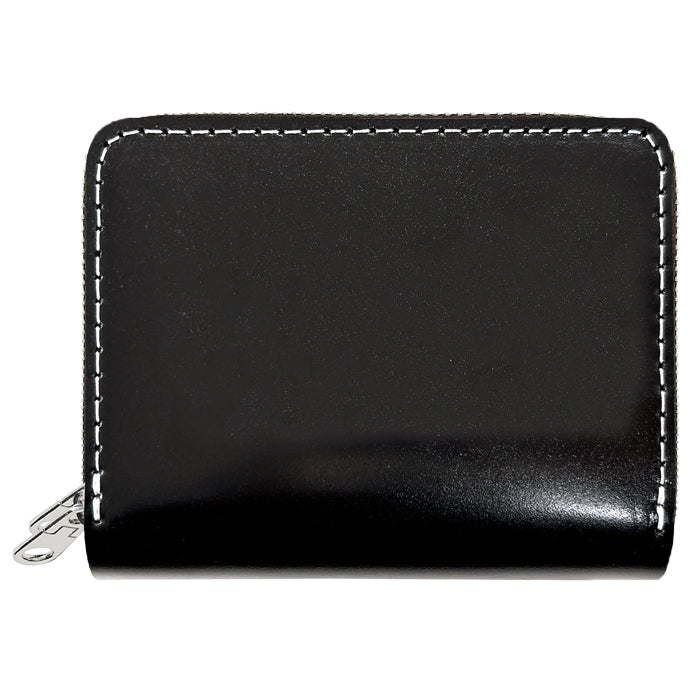 【Leo&Aoi公式ショップ】 本革 コードバン 蛇腹 ダブルファスナー 財布 馬革 メンズ カード収納 ミニ財布 小さい財布 ラウンド型財布 ホースレザー 【安心の返品保証付き】