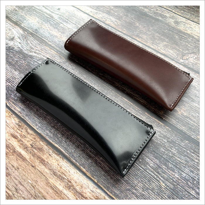 【Leo&Aoi公式ショップ】 コードバン ペンケース 本革 筆箱 レザー ペン入れ 馬革 ホースレザー コンパクト 薄型 スリム 文具 筆記用具 ふで箱 収納 革 高級 ペン ケース メンズ レディース 【安心の返品保証付き】