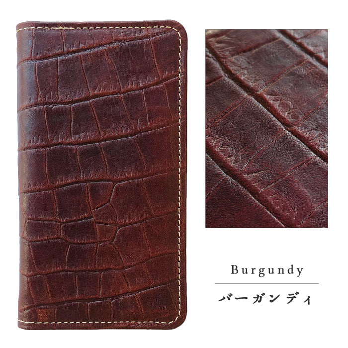 【Leo&Aoi公式ショップ】 らくらくスマートフォン me F-03K ケース カバー 本革 クロコダイル 型押し 手帳型ケース f03k らくらく スマホ スマホケース