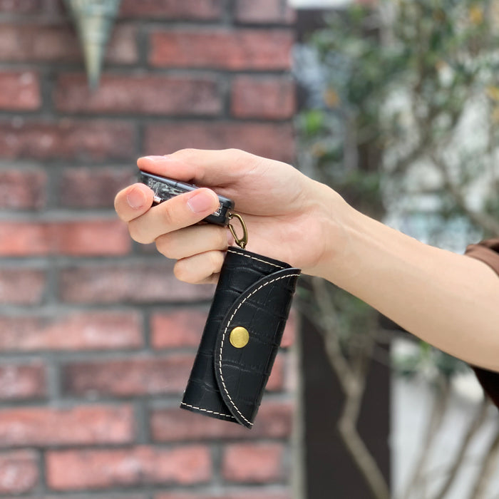 【Leo&Aoi公式ショップ】 クロコダイル 型押し キーケース 4連 本革 メンズ レディース スマートキー 三つ折り 牛革 レザー 鍵入れ 鍵 カギ 収納 スリム コンパクト キーホルダー 4連キーケース 【安心の返品保証付き】