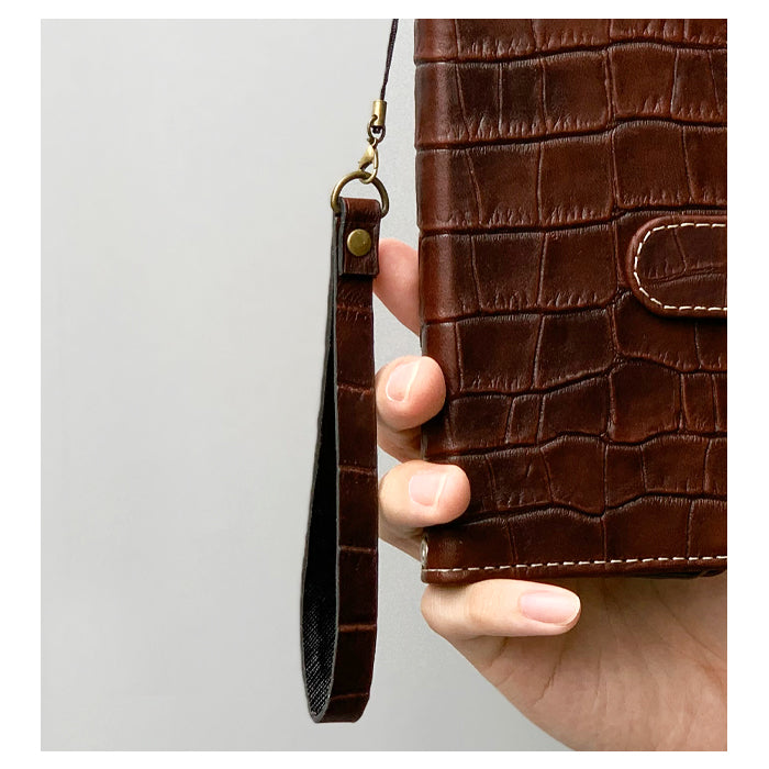 【Leo&Aoi公式ショップ】 クロコダイル 型押し ストラップ 本革 マルチストラップ 携帯ストラップ レザー 携帯 スマホ キーホルダー パスケース 定期入れ リストストラップ 革 牛革 手帳型 スマホケース 落下防止 レディース メンズ ワニ柄 紐ストラップ 【安心の返品保証付き】