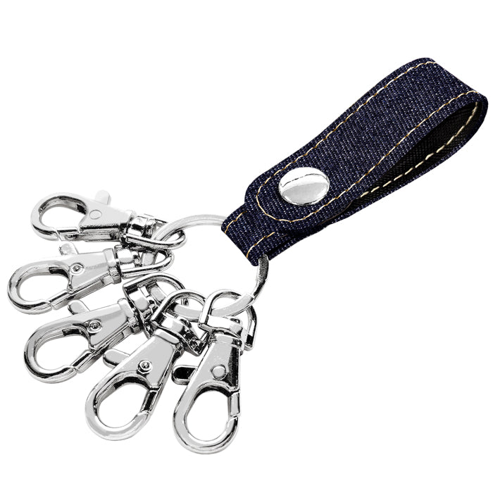 【Leo&Aoi公式ショップ】 児島デニム 5連 キーリング スナップボタン デニムキーリング 【安心の返品保証付き】