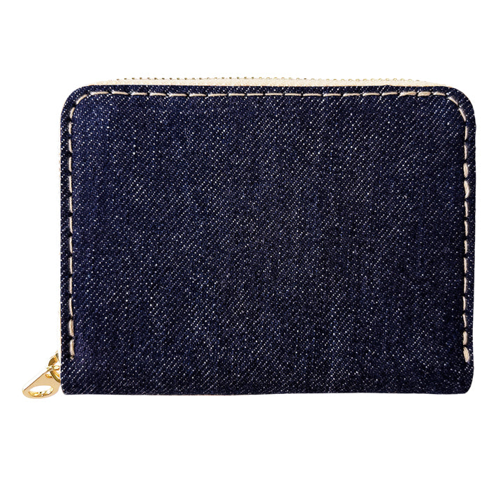 【Leo&Aoi公式ショップ】児島デニム 蛇腹 シンプル財布 本革 財布 メンズ レディース ラウンド型ファスナー ミニ財布 カード入れ 【安心の返品保証付き】