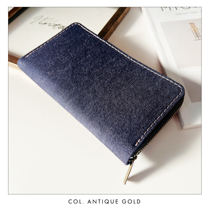 【Leo&Aoi公式ショップ】 児島デニム 蛇腹 カードポケット付き 財布 長財布 岡山デニム ラウンド型ファスナー メンズ レディース 大容量 【安心の返品保証付き】