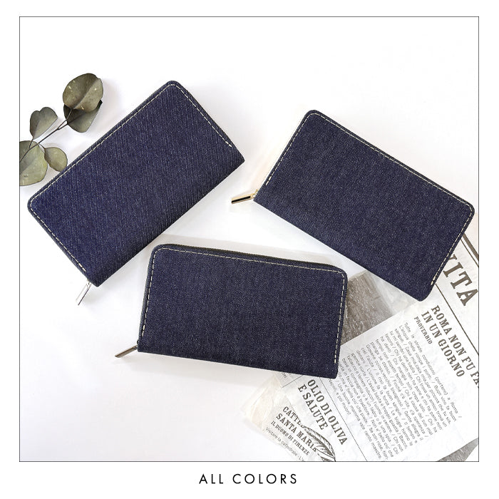 【Leo&Aoi公式ショップ】 児島デニム 蛇腹 カードポケット付き 財布 長財布 岡山デニム ラウンド型ファスナー メンズ レディース 大容量 【安心の返品保証付き】