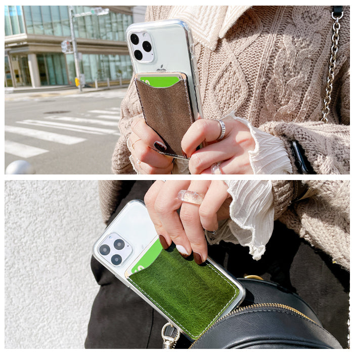 【Leo&Aoi公式ショップ】 ダグラスレザー カードケース スマホ カード収納 貼り付け 背面 薄型 カードポケット 背面収納 イタリア産 レザー ポケット カード入れ スリム ICカード 定期入れ シール CARD POCKET 革 レザー 牛革 収納ポケット イタリアンレザー 【安心の返品保証付き】