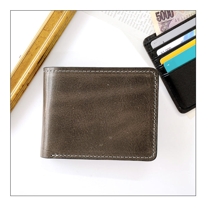 【Leo&Aoi公式ショップ】 ダグラスレザー 二つ折り 財布 本革 サイフ さいふ ウォレット 二つ折り財布 革 イタリア産 レザー メンズ カード収納 小銭入れ コインケース付き 二つ折りサイフ 革財布 メンズ財布 ハンドメイド 革 高級 タンニンなめし【安心の返品保証付き】