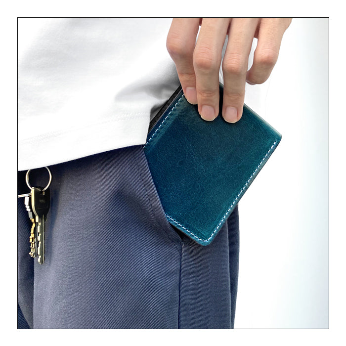 【Leo&Aoi公式ショップ】 ダグラスレザー 二つ折り 財布 本革 サイフ さいふ ウォレット 二つ折り財布 革 イタリア産 レザー メンズ カード収納 小銭入れ コインケース付き 二つ折りサイフ 革財布 メンズ財布 ハンドメイド 革 高級 タンニンなめし【安心の返品保証付き】