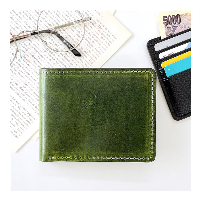 【Leo&Aoi公式ショップ】 ダグラスレザー 二つ折り 財布 本革 サイフ さいふ ウォレット 二つ折り財布 革 イタリア産 レザー メンズ カード収納 小銭入れ コインケース付き 二つ折りサイフ 革財布 メンズ財布 ハンドメイド 革 高級 タンニンなめし【安心の返品保証付き】