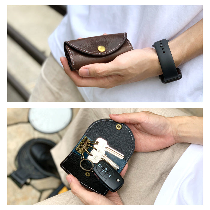 【Leo&Aoi公式ショップ】 ダグラスレザー キーケース 4連 イタリア産 本革 メンズ レディース スマートキー 三つ折り 牛革 レザー 鍵入れ 鍵 カギ 収納 スリム コンパクト キーホルダー 4連キーケース イタリアンレザー タンニンなめし 【安心の返品保証付き】